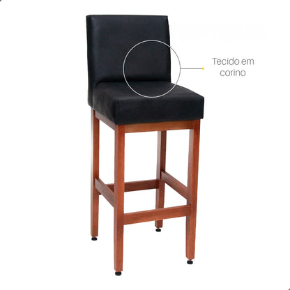 Banqueta Dallas Desmotada em Corino com Apio de Pés e Encosto