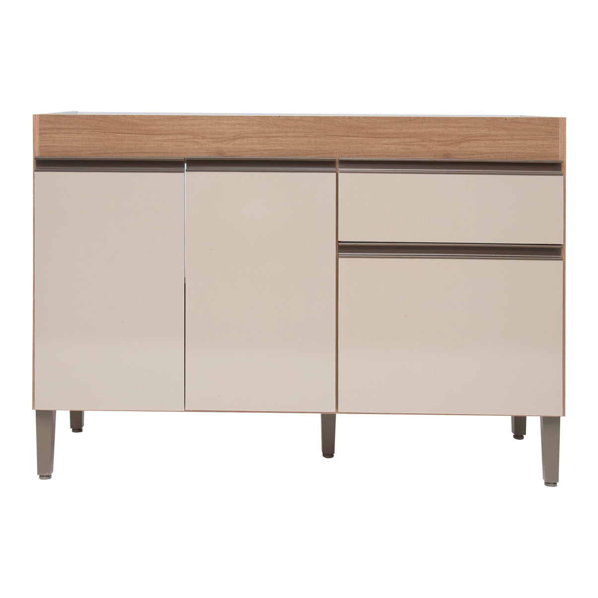 Balcão de Pia Sara Splendore 120cm com 3 Portas e 2 Gavetas em MDP — Ideal para Cozinha Organizada (Sem Tampo)