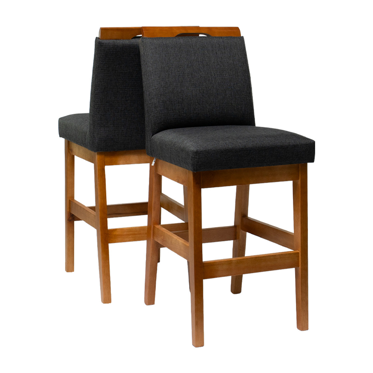 Kit 2 Banquetas Baixa Rubi 63cm Linho – Estrutura em Madeira