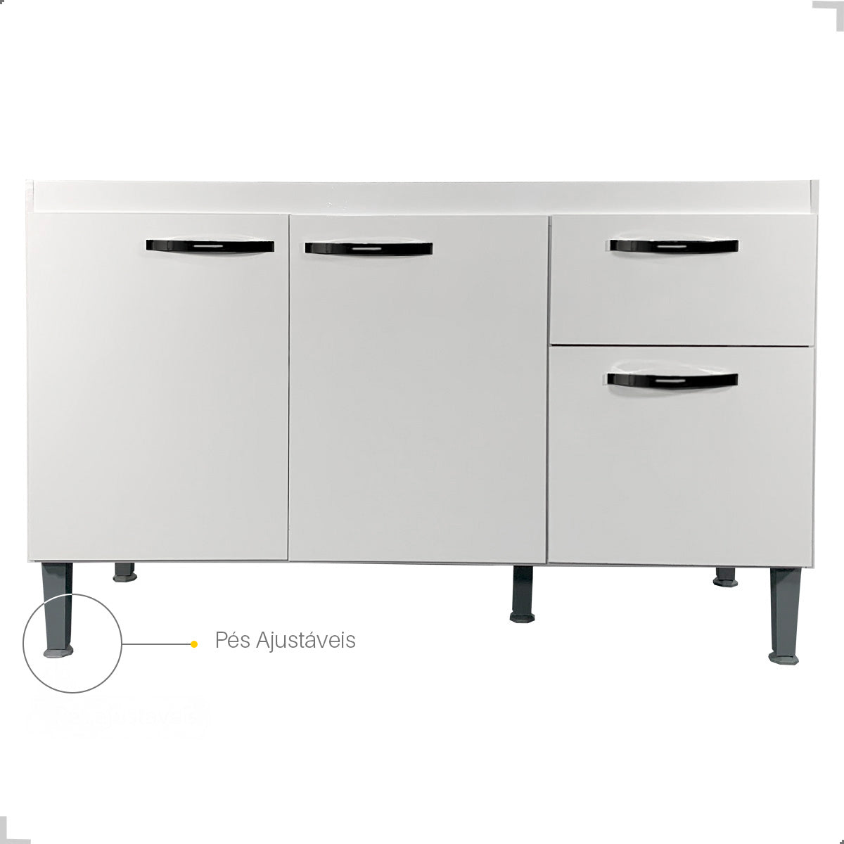 Balcão Cozinha 120cm 3 Portas – Sem Tampo
