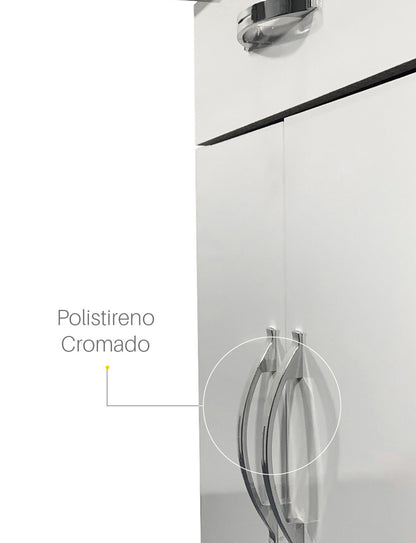 Balcão Armário de Forno Laura para cozinha, com espaço para forno e micro-ondas e tampo de apoio multiuso