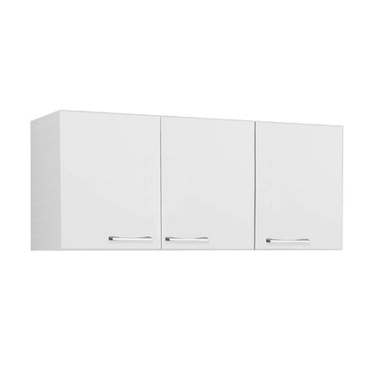 Armário Aéreo de Cozinha Carol 120cm — Estrutura em MDF e MDP com Pintura UV, 3 Portas com Dobradiças Metálicas e 2 Prateleiras para Organizar a Cozinha