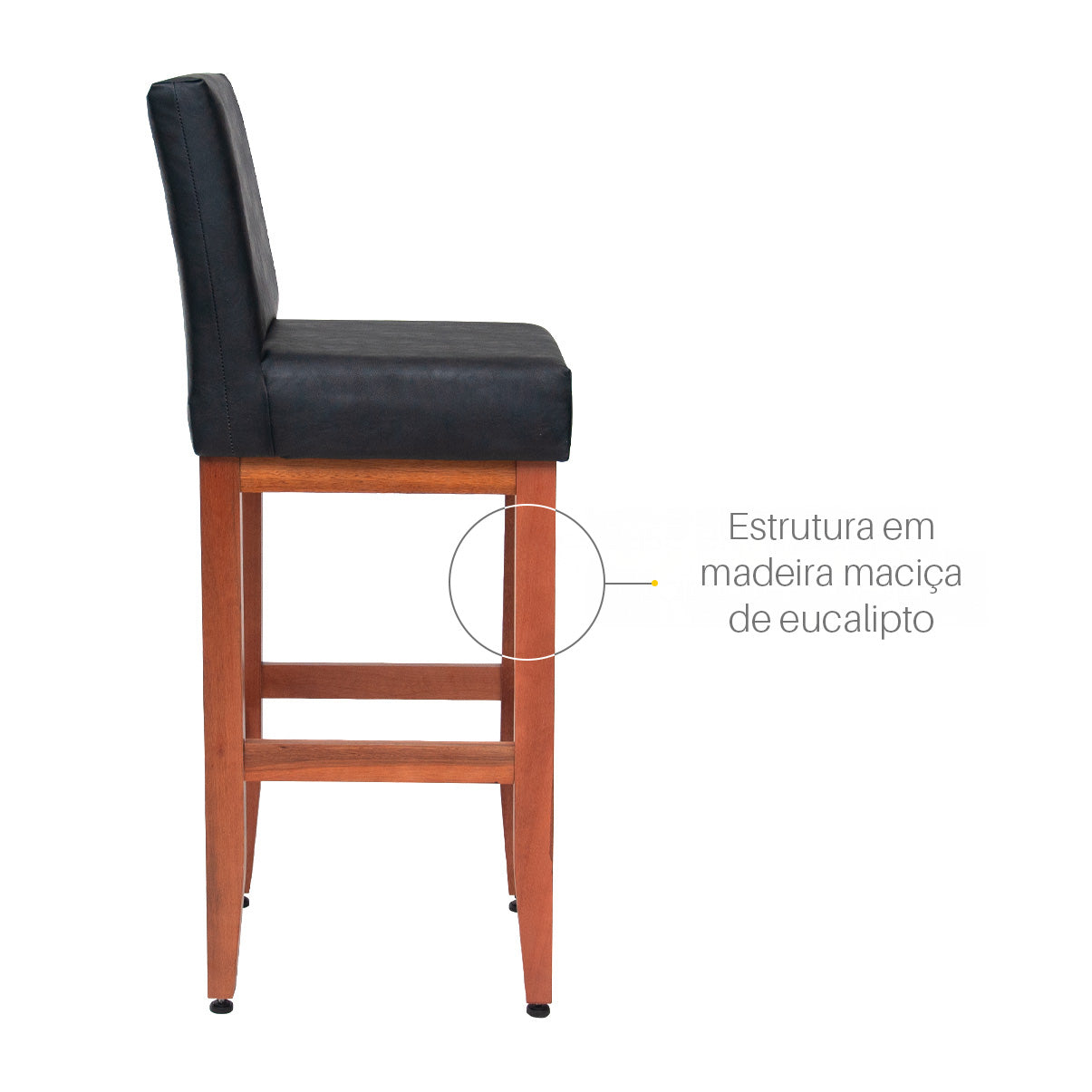 Banqueta Dallas Desmotada em Corino com Apio de Pés e Encosto