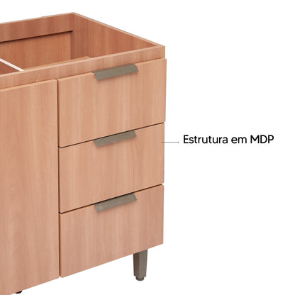 Balcão de Cozinha 160cm com 3 Gavetas e 3 Portas Organização Completa para Cozinha e Área de Serviço