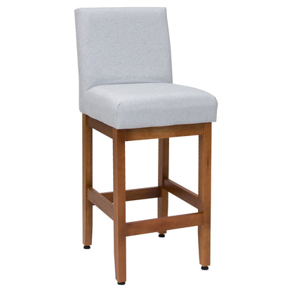 Banqueta Baixa Jade Estofada com Estrutura de Madeira Maciça e Assento em Espuma D23 - Encosto Estofado e Altura Ideal para Bancadas Compactas