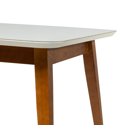 Mesa de Jantar 6 Lugares em Madeira com Tampo de Vidro