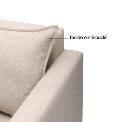 Sofá 3 Lugares Classic Tecido Linho com 2 Almofadas 2m Estrutura em Madeira de Eucalipto