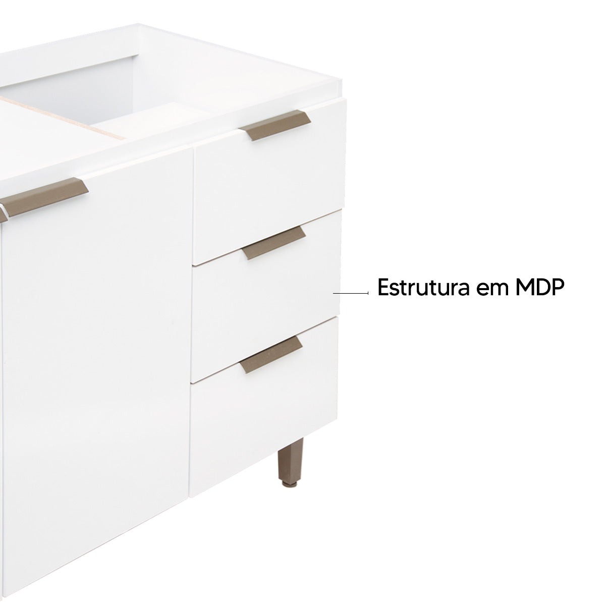 Balcão de Cozinha 160cm com 3 Gavetas e 3 Portas Organização Completa para Cozinha e Área de Serviço
