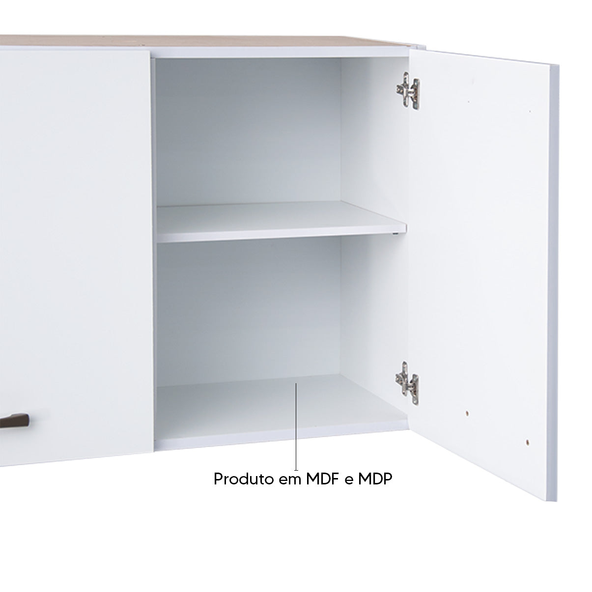 Armário Aéreo de Cozinha Carol 120cm — Estrutura em MDF e MDP com Pintura UV, 3 Portas com Dobradiças Metálicas e 2 Prateleiras para Organizar a Cozinha