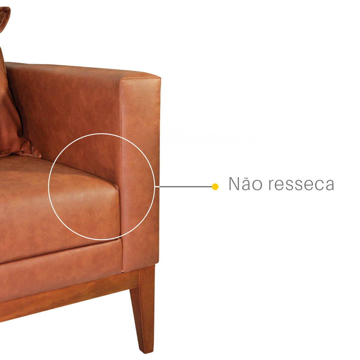 Sofá 3 Lugares Classic Corino com 2 Almofadas 2m Estrutura em Madeira de Eucalipto