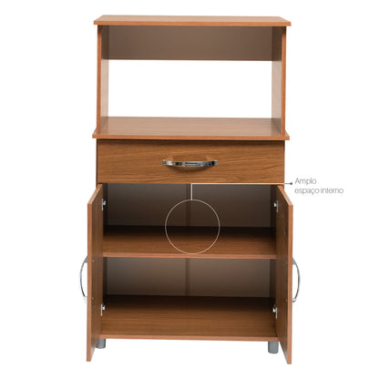 Balcão Armário de Forno Laura para cozinha, com espaço para forno e micro-ondas e tampo de apoio multiuso