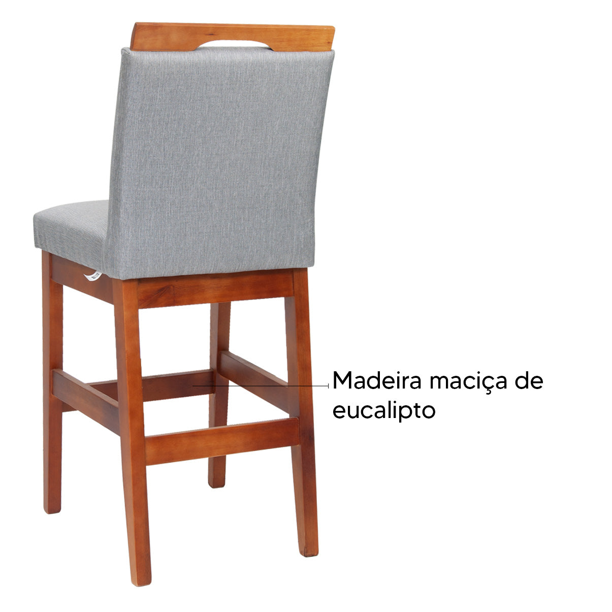 Banqueta Rubi Baixa Estofada em Tecido Linho com Estrutura de Madeira Maciça - Ideal para Mesas e Bancadas Compactas