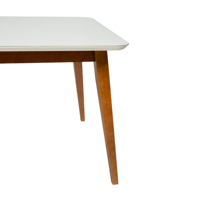 Mesa de Jantar 6 Lugares em Madeira com Tampo de Vidro