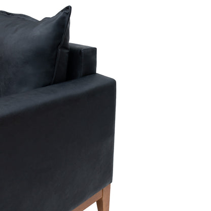 Poltrona Classic Estofada em Corino com Estrutura de Madeira Eucalipto, Almofada Removível
