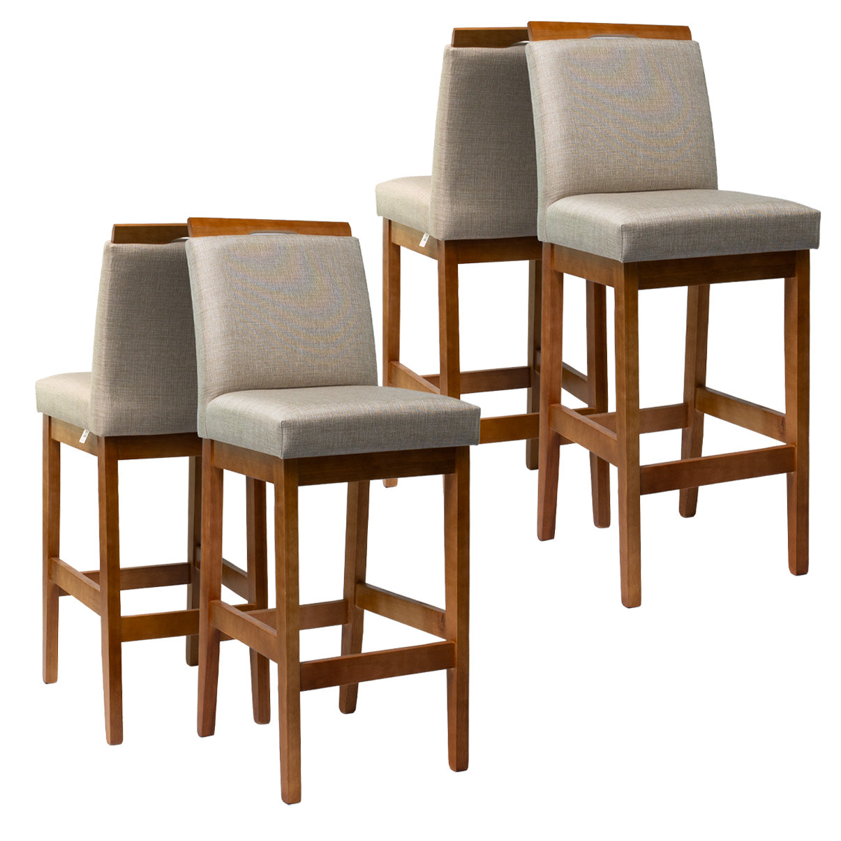 Kit 2 Banquetas Rubi Estofada – Estrutura em Madeira