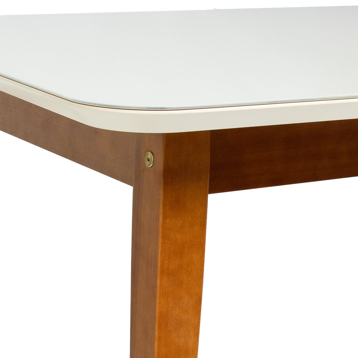 Mesa de Jantar 6 Lugares em Madeira com Tampo de Vidro