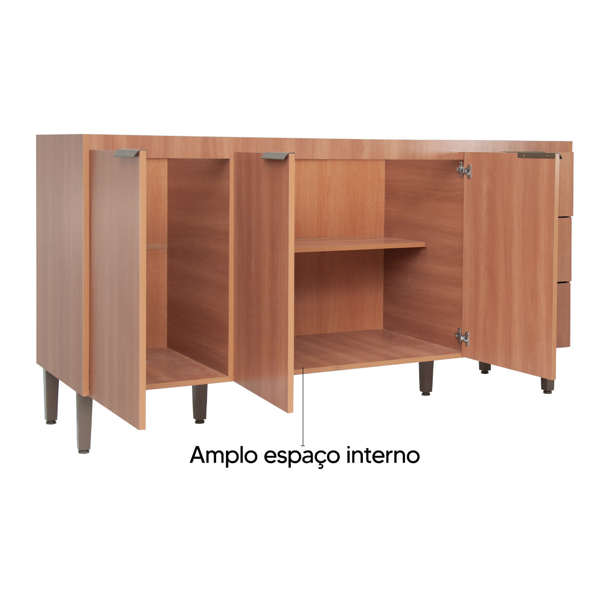 Balcão de Cozinha 160cm com 3 Gavetas e 3 Portas Organização Completa para Cozinha e Área de Serviço