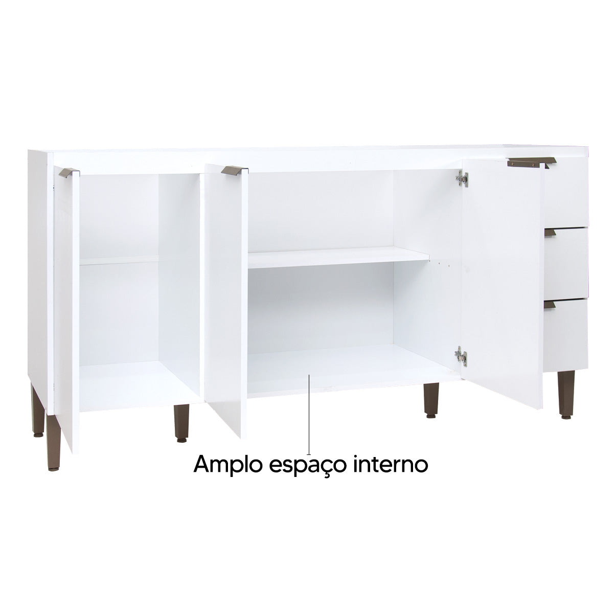 Balcão de Cozinha 160cm com 3 Gavetas e 3 Portas Organização Completa para Cozinha e Área de Serviço