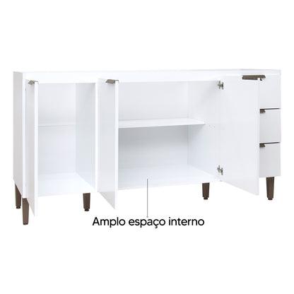 Balcão de Cozinha 160cm com 3 Gavetas e 3 Portas Organização Completa para Cozinha e Área de Serviço