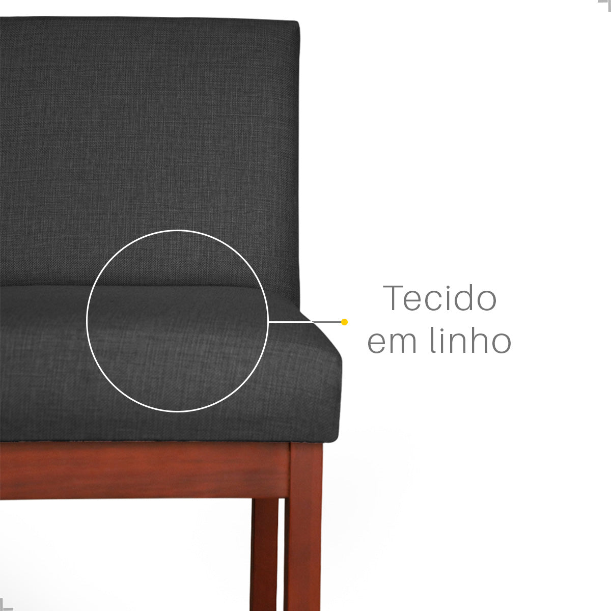 Kit 2 Banquetas Gold Linho – Estrutura em Madeira Maciça