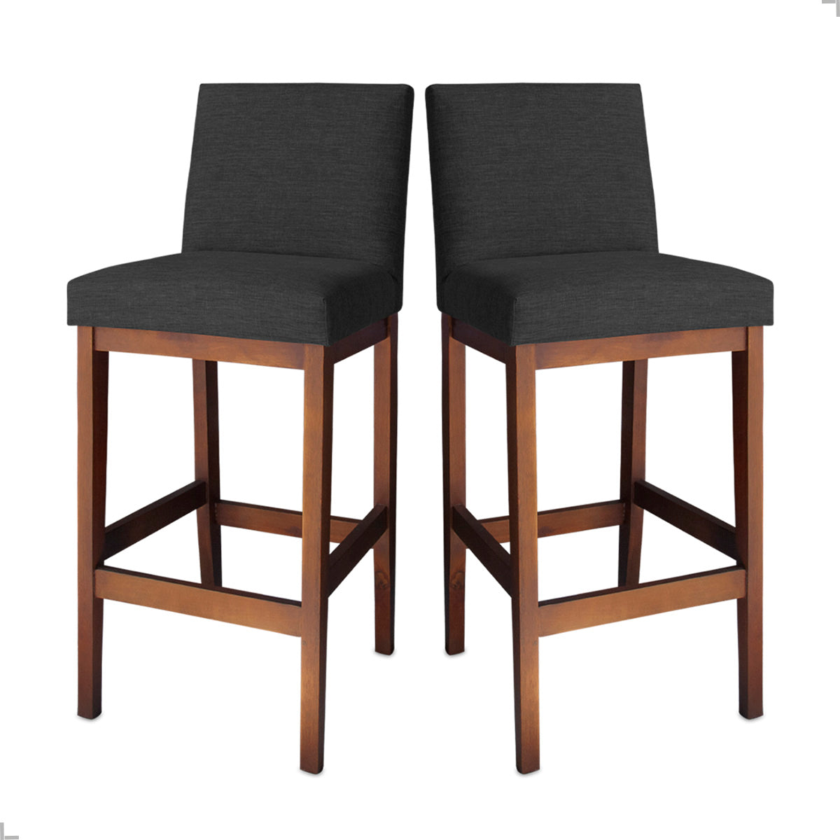 Kit 2 Banquetas Gold Linho – Estrutura em Madeira Maciça