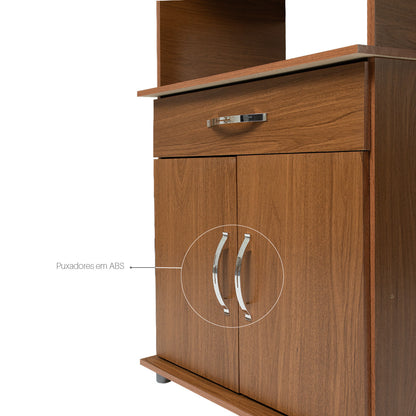 Balcão Armário de Forno Laura para cozinha, com espaço para forno e micro-ondas e tampo de apoio multiuso