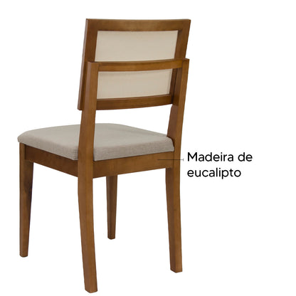 Kit com 2 Cadeiras Safira com Estrutura em Madeira e Assento Estofado – Design Elegante para Sala de Jantar ou Espaços Modernos