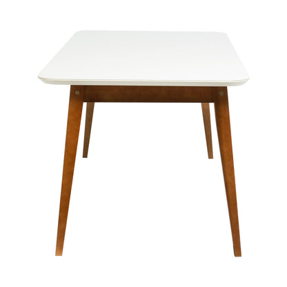 Mesa de Jantar 6 Lugares em Madeira com Tampo de Vidro