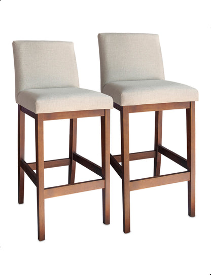 Kit 2 Banquetas Gold Linho – Estrutura em Madeira Maciça