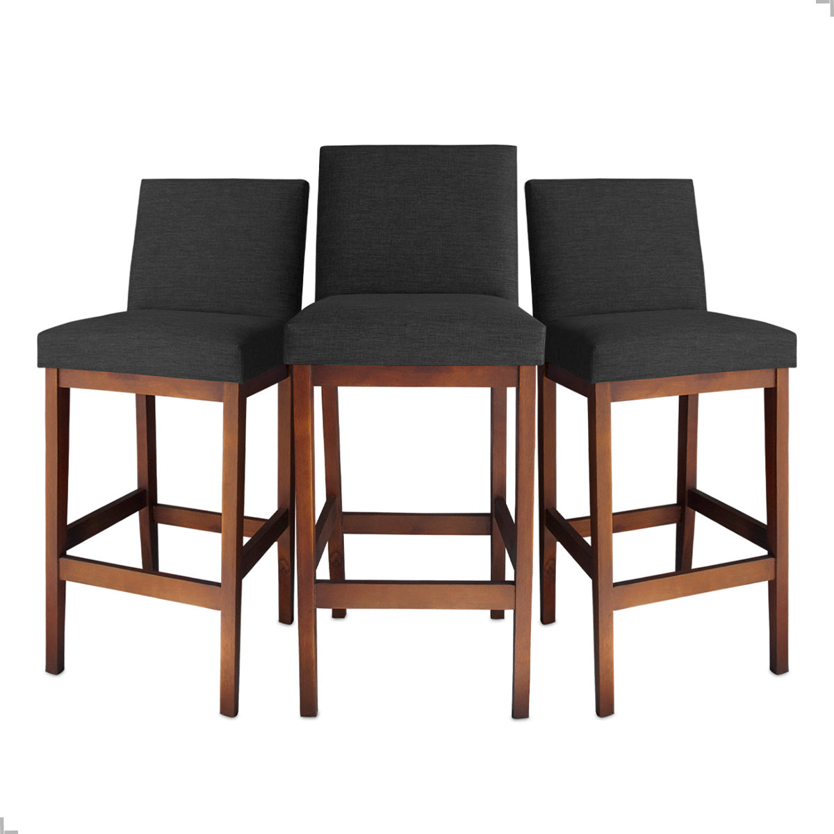 Kit 2 Banquetas Gold Linho – Estrutura em Madeira Maciça