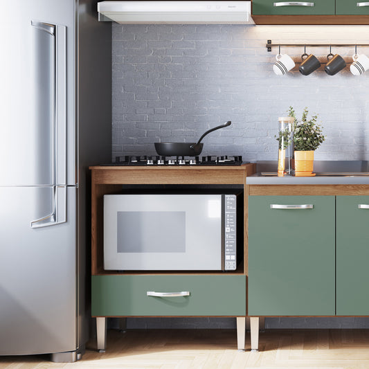 Balcão Cooktop 5 Bocas 85cm MDP para Cozinha Compacta com Nicho para Forno e Porta Basculante