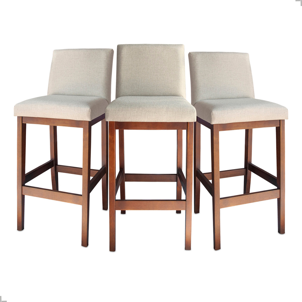 Kit 2 Banquetas Gold Linho – Estrutura em Madeira Maciça