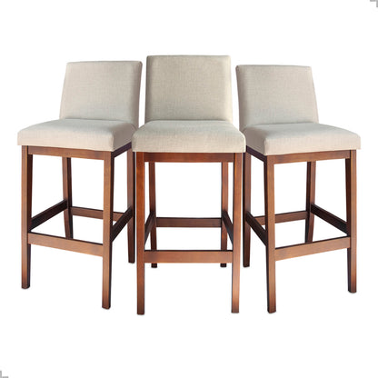 Kit 2 Banquetas Gold Linho – Estrutura em Madeira Maciça