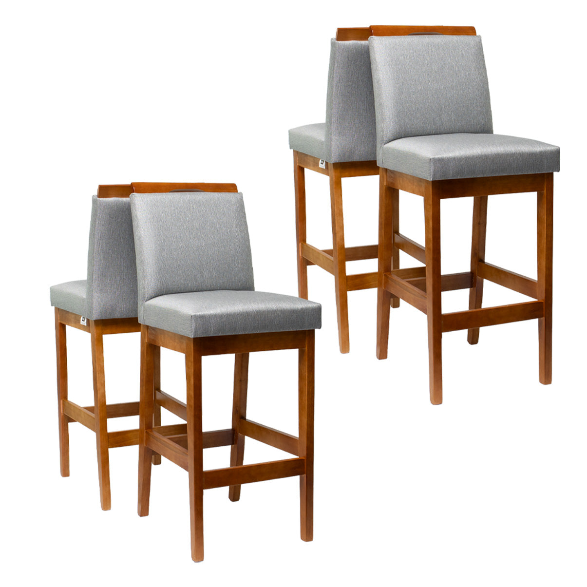 Kit 2 Banquetas Rubi Estofada – Estrutura em Madeira