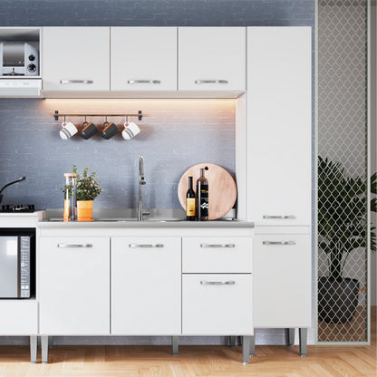 Paneleiro de Cozinha Light com 3 Prateleiras — MDP de Alta Qualidade com 2 Portas e Pés com Regulagem para Otimizar Espaço e Manter a Cozinha Organizada