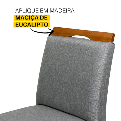 Kit 2 Banquetas Baixa Rubi 63cm Linho – Estrutura em Madeira
