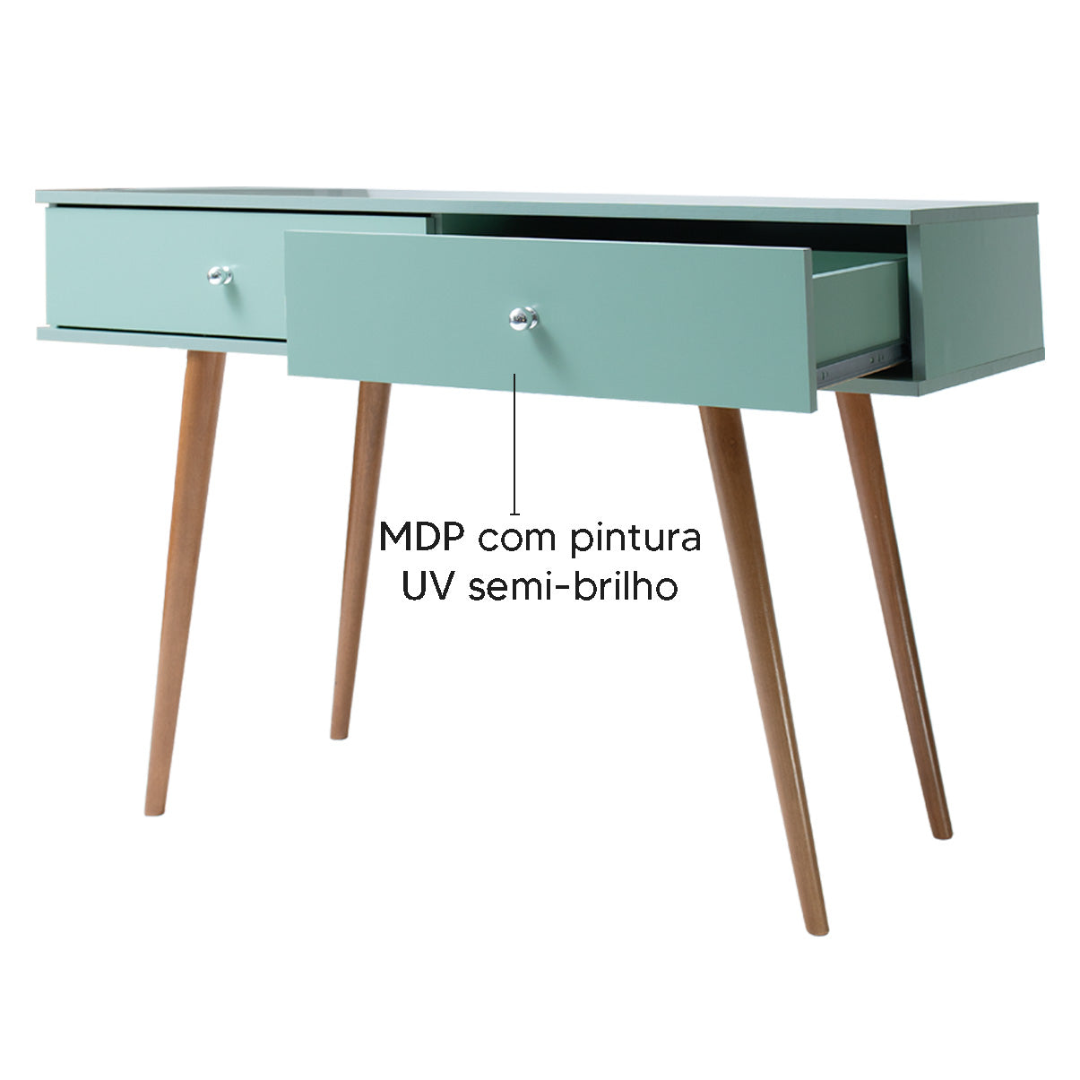 Aparador Retrô RT 3031 Verde Oliva com 2 Gavetas e Pés de Madeira
