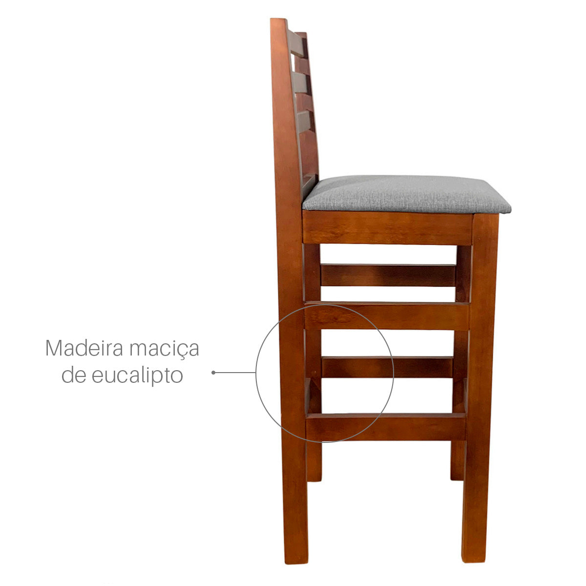 Banqueta Bistrô Estofada em Tecido Linho com Estrutura de Madeira Maciça – Ideal para Bancada Alta