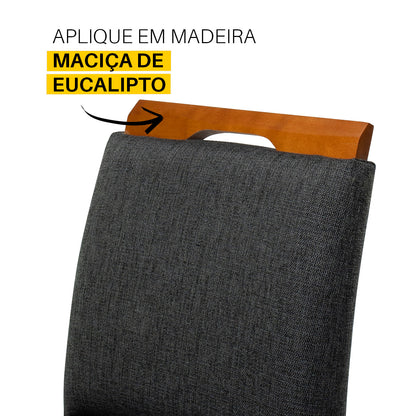 Kit 2 Banquetas Baixa Rubi 63cm Linho – Estrutura em Madeira