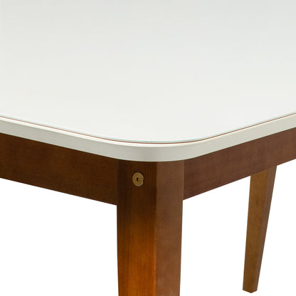 Mesa de Jantar 6 Lugares em Madeira com Tampo de Vidro