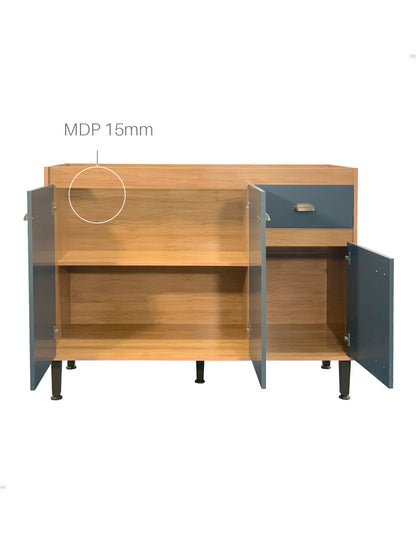 Balcão de Pia para Cozinha MB 1030 120cm armário com 3 portas, 1 gaveta