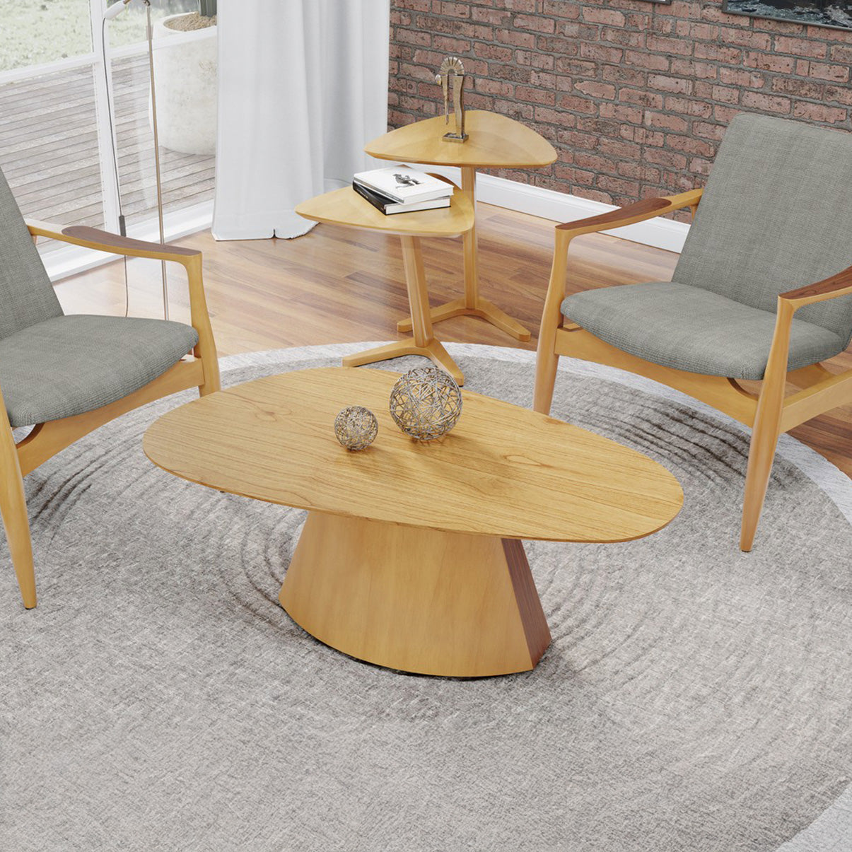 Mesa Central Organica de Madeira Para Sala de Estar