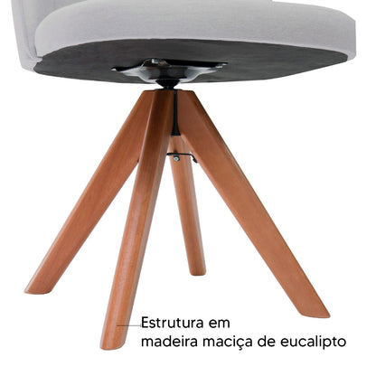 Kit com 2 Cadeiras Mariana Giratórias com Estrutura de Madeira e Assento Estofado – Design Moderno e Confortável para Sala de Jantar