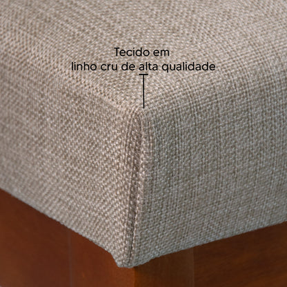 Banqueta Rubi Baixa Estofada em Tecido Linho com Estrutura de Madeira Maciça - Ideal para Mesas e Bancadas Compactas