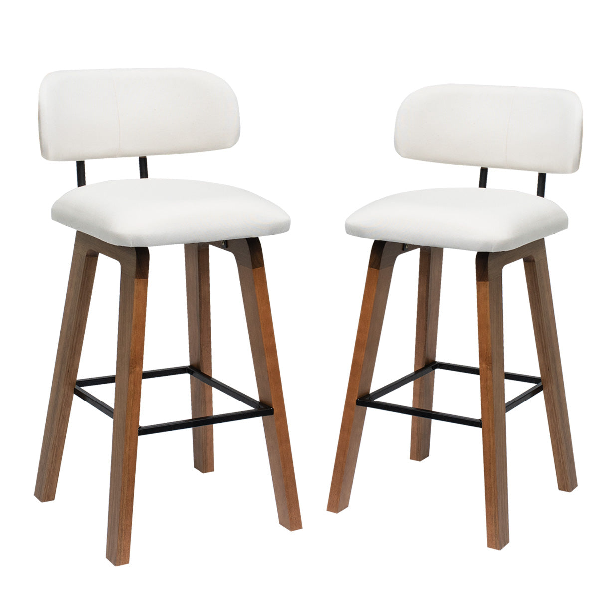 Kit 2 Banquetas Aurora em Madeira Maciça com Assento Estofado e Encosto Anatômico — Conforto para Cozinha Gourmet