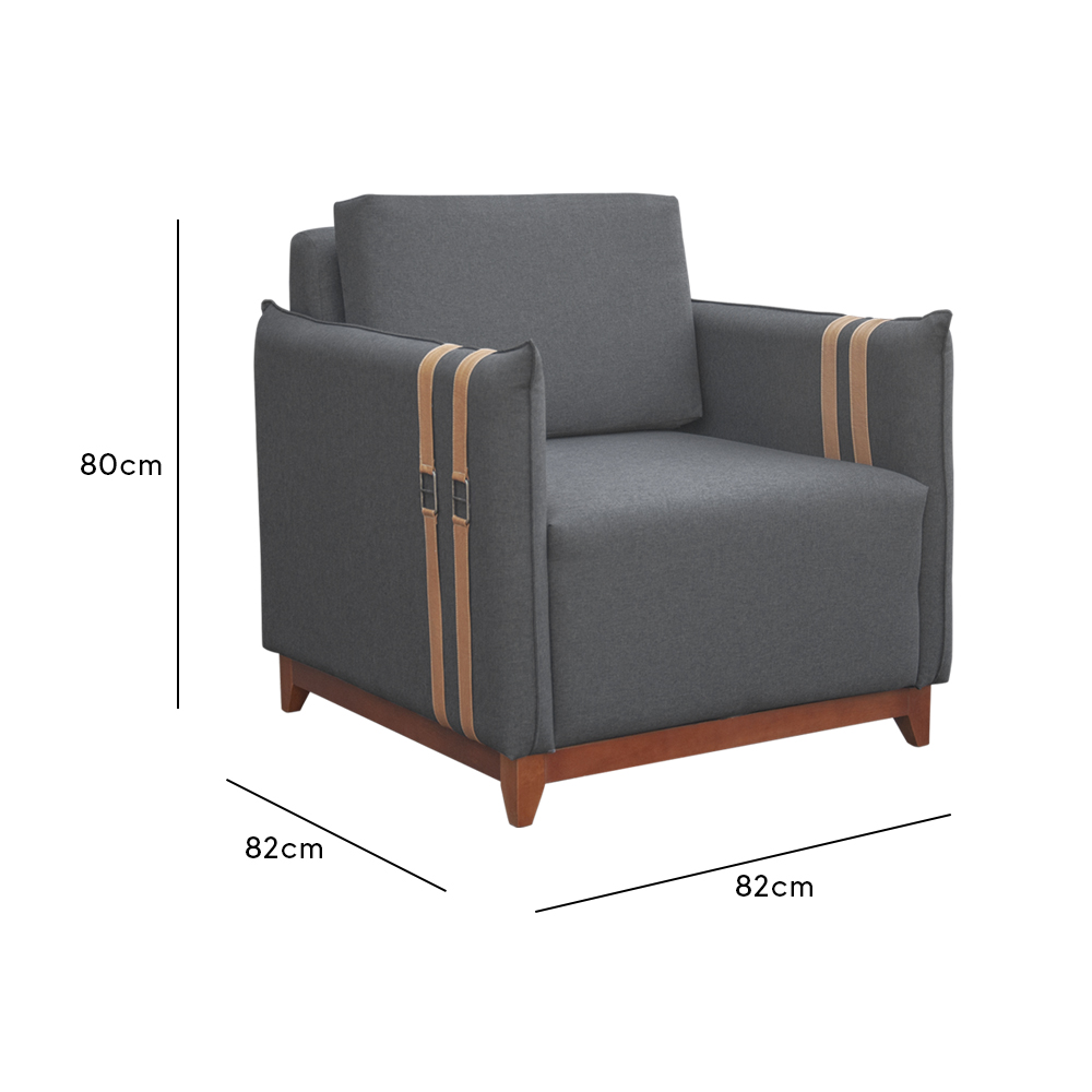 Poltrona Bogota 1 Lugar — Linho, Madeira de Eucalipto e Conforto com Espumas D20/D26