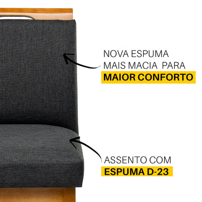Kit 2 Banquetas Baixa Rubi 63cm Linho – Estrutura em Madeira