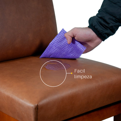 Banqueta Rubi Estofada em Corino com Encosto e Estrutura de Madeira Maciça – Altura 104 cm com Apoio para os Pés, Ideal para Bancada Alta