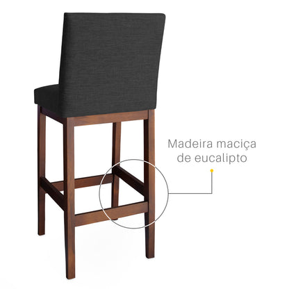 Kit 2 Banquetas Gold Linho – Estrutura em Madeira Maciça