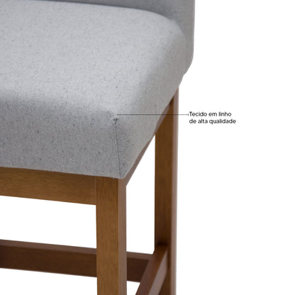 Banqueta Baixa Jade Estofada com Estrutura de Madeira Maciça e Assento em Espuma D23 - Encosto Estofado e Altura Ideal para Bancadas Compactas